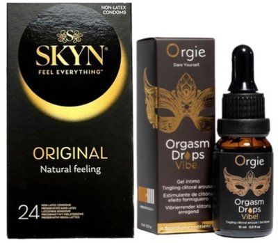 Набор из SKYN ORIGINAL 24 шт + Возбудительные капли ORGASM DROPS VIBE! (15 мл) от ORGIE SOS9986 фото