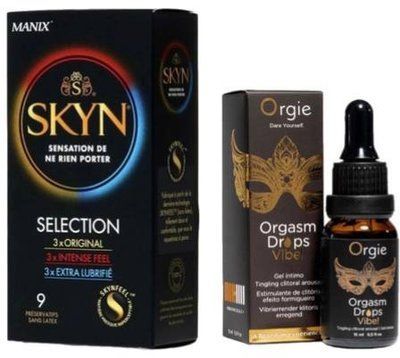 Набор из SKYN Selection (9 шт) + Клиторальные капли с вибрацией ORGASM DROPS VIBE!,15 мл ORGIE SOS9686 фото
