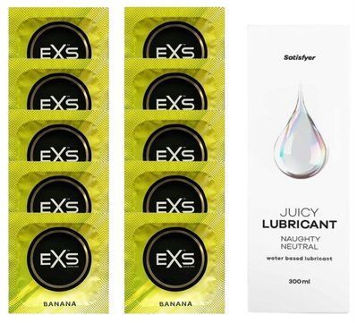 Комплект: з EXS Banana 10 шт + Лубрикант Satisfyer Naughty Neutral water based 300 мл SOS11340 фото