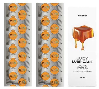 Комплект: EXS Delay 10 шт. + Лубрикант Satisfyer Creamy Caramel 300 мл SOS11390 фото