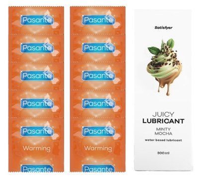 Комплект Pasante Warming 10шт. + Лубрикант Satisfyer Juicy Lubricant Minty Mocha 300 мл SOS11595 фото