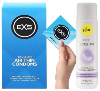 Комплект EXS Air Thin 12 шт + Pjur MED Sensitive Glide 100 мл SOS13597 фото