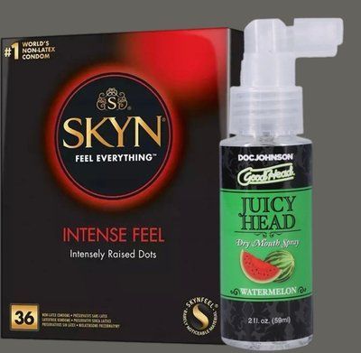 Комплект Skyn ​​Intense feel 36 штук + Спрей Doc Johnson GoodHead &ndash; Juicy Head Dry Mouth Spray &ndash; Watermelon 59мл SOS5394 фото