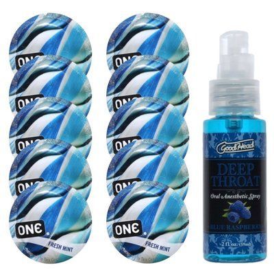 Комплект ONE Fresh Mint 10 шт + Doc Johnson &ndash; Blue Raspberry, 59 мл SOS13798 фото