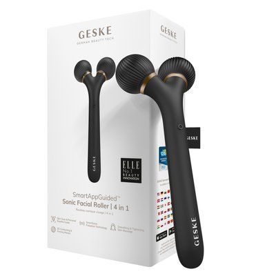 Електронний ультразвуковий ролик для обличчя GESKE Sonic Facial Roller 4в1 gray HB0174 фото