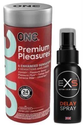 Набор из 24 шт ONE Premium Pleasures + Пролонгатор EXS DELAY SPRAY 50 мл SOS9377 фото