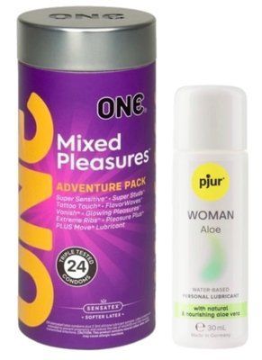 Комплект ONE Mixed Pleasures 24 шт + Pjur Woman Aloe 30 мл SOS12998 фото