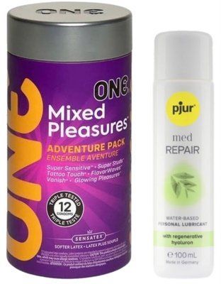 Комплект ONE Mixed Pleasures 12 шт + Pjur MED Repair Glide 100 мл SOS12948 фото