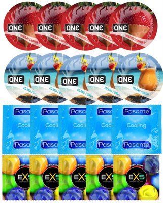 Набір 20 шт ONE Chocolate Strawberry + ONE Island Punch + Pasante Cooling + EXS BUBBLEGUM SOS7232 фото