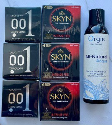 Набір 18 шт OLO Feeling Ultrathin 001 + Skyn Intense Feel + Лубрикант ALL-NATURAL Acqua 150 мл Orgie SOS3779 фото