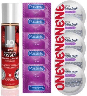 Набір 10 шт Pasante TRIM та ONE Tattoo Touch + System JO H2O &mdash; Strawberry Kiss (30 мл) SOS4878 фото