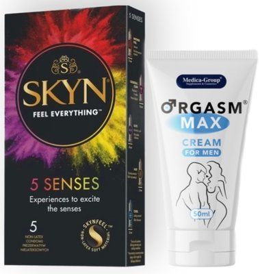 Набор из SKYN 5 Senses + Пролонгатор Medica-Group Orgasm Max for Men - krem 50 ml SOS8827 фото