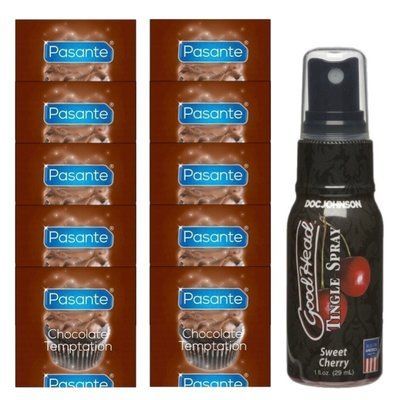 Pasante Chocolate Temptation 10 шт + Doc Johnson GoodHead Tingle Spray &ndash; Sweet Cherry (29 мл) SOS13999 фото
