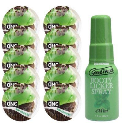 Комплект ONE Mint Chocolate 10 шт + Doc Johnson GoodHead Booty Licker Spray Mint (29 мл) SOS13849 фото