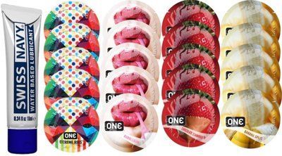Набор из Swiss Navy Water-Based 10 мл + ONERibs + ONE Bubblegum + ONEChocolateStrawberry + ONEBanana SOS8527 фото