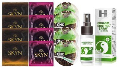 Комплект: Пролонгатор SHS Orgasm Control Spray 15 мл + 8 шт. SKYN + 4 шт. ONE Mint Chocolate SOS10891 фото