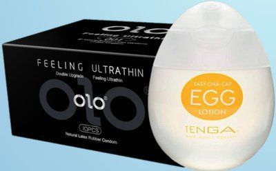 Набір OLO - ультратонкі -001 ( 10 штук) + Лубрикант Tenga Egg Lotion (65 мл) SOS4490 фото