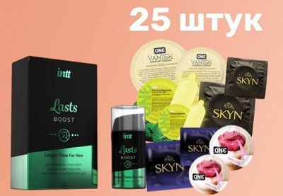 Комплект 25 шт ONE, SKYN + Пролонгатор для мужчин Intt Lasts (15 мл) SOS4228 фото