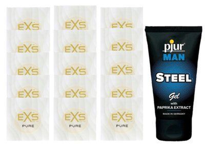 Комплект EXS Pure15 шт + pjur MAN Steel Gel, 50 мл SOS14851 фото
