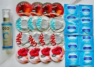 Набор 24 шт ONE Flavor Waves, Super Sensitive, Extreme ribs + Pasante Cooling + Лубрикант охолоджуючий OLO 60 мл SOS1728 фото