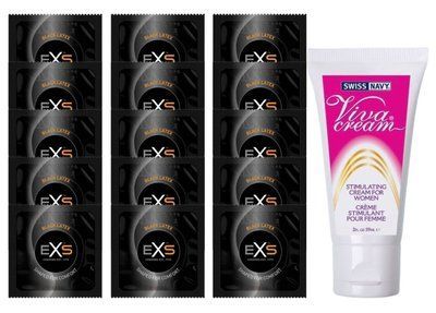 Комплект EXS Black Latex 15 шт + Swiss Navy Viva Cream 59 мл SOS14647 фото