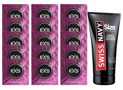 Комплект EXS Extra Thick 15 шт + Swiss Navy Max Size Gel - 150 мл SOS14741 фото