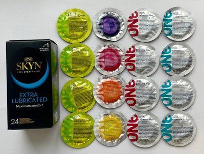 Комплект 40 штук SKYN Extra Lube + ONE Color Sensations, Extreme Ribs, Pleasure plus, Glowing Pleasures SOS2229 фото