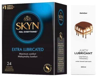 Набір Лубрикант Satisfyer Tasteful Tiramisu 300 мл + SKYN Extra Lube 24 шт. SOS12848 фото