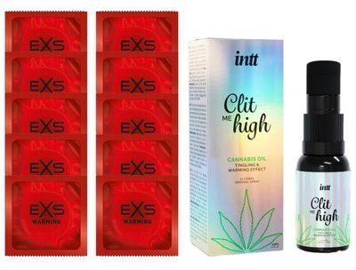 Комплект EXS Warming 10 шт + Intt Clit Me On High Cannabis Oil 15 МЛ SOS14300 фото