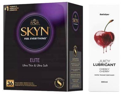 Набор Лубрикант Satisfyer Cheeky Cherry 300мл + SKYN Elite 36 шт. SOS12798 фото