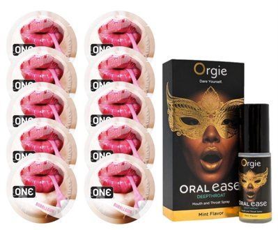 Комплект ONE Bubblegum 10 шт + ORGIE Oral Ease Deepthroat Spray (15 мл) SOS13899 фото