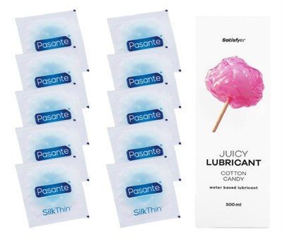 Комплект Pasante Silk 10шт. + Лубрикант Satisfyer Juicy Lubricant Cotton Candy 300 мл SOS11546 фото