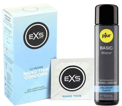 Набір EXS NANO Thin (12 шт) + pjur Basic Waterbased 100 мл SOS13498 фото