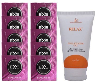 Комплект EXS Extra Thick 10 шт + Doc Johnson RELAX Anal Relaxer (56 г) SOS14149 фото