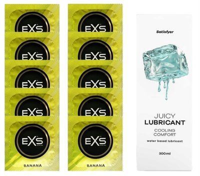Комплект: з EXS Banana 10 шт + Лубрикант Satisfyer Cooling Comfort water based 300 мл SOS11341 фото
