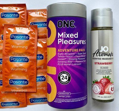 Комплект 34 шт ONE Mixed Pleasures + Pasante Warming + System JO Aromatix Strawberry 120 мл SOS1678 фото