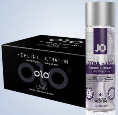 Набір OLO - ультратонкі -001 ( 10 штук) + Лубрикант System JO Xtra Silky Silicone (60 мл) SOS4573 фото