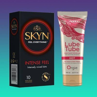 Набір SKYN Intense Feel 10 шт та Лубрикант LUBE TUBE HOT, 150 мл ORGIE SOS4378 фото