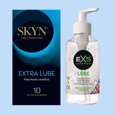 Комплект Skyn ​​Extra Lube 10 шт + Лубрикант EXS Aloe 250 мл (прозрачный) SOS4464 фото