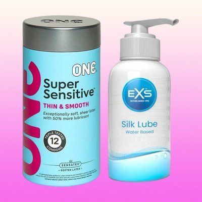 Набор ONE Super Sensitive 12 шт+Лубрикант EXS Aloe Vera Silk Lube 250 мл SOS4428 фото