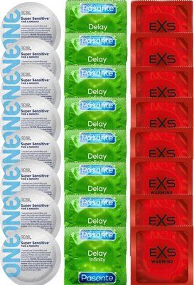 Набір 24 шт ONE Super Sensitive + Delay Infinity + EXS Warming Comfy Fit SOS7383 фото