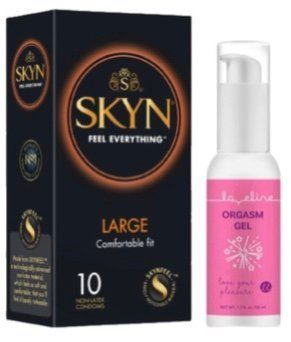 Набор из 10 шт SKYN Large + Гель для стимуляции оргазма Orgasm gel, 50 мл Loveline SOS10338 фото