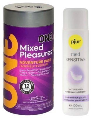 Комплект ONE Mixed Pleasures 12 шт + Pjur MED Sensitive Glide 100 мл SOS12949 фото