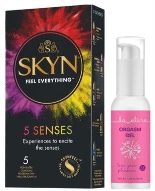 Набор из SKYN 5 Senses + Гель для стимуляции оргазма Orgasm gel, 50 мл. Loveline SOS9628 фото