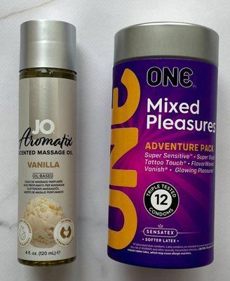 Набор ONE Mixed Pleasures 12 шт и Натуральное массажное масло System JO Aromatix 120 мл SOS1379 фото
