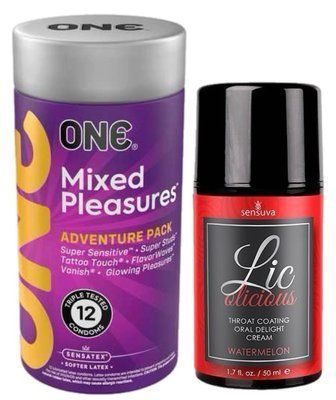 Комплект 12 шт ONE Mixed Pleasures + Гель Sensuva Lic-o-liciousWatermelon (50 мл) SOS6101 фото