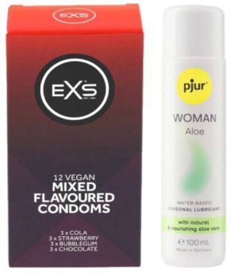 Набір EXS Mixed Flavoured (12 шт) + pjur Woman Aloe 100 мл SOS13449 фото