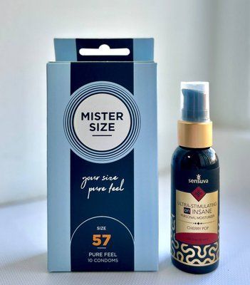 Mister Size - Pure Feel - 57 (10 шт) та Лубрикант Sensuva - Ultra-Stimulating On Insane Cherry Pop 57 ml SOS1034 фото