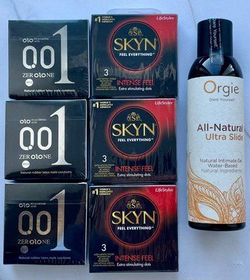 Набір 18 шт OLO Feeling Ultrathin 001 + Skyn Intense Feel + Лубрикант ALL-NATURAL Ultra Slide 150 мл Orgie SOS3780 фото