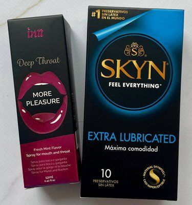 Набір Skyn Exstra Lube 10 шт + Спрей Intt Deep Throat Oral Spray (12 мл) SOS1429 фото